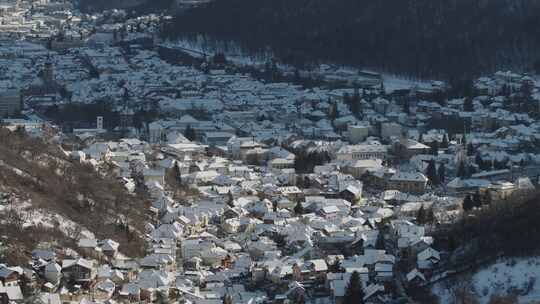 布拉索夫，雪，城市景观，山