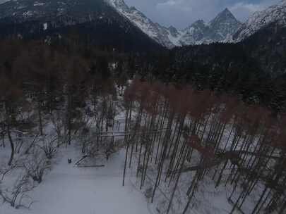 冬天毕棚沟雪景fpv穿越机航拍阿坝州雪山