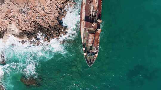 货船，沉船，海洋，海岸