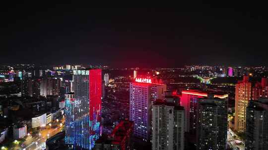 航拍四川泸州夜景泸州一环路夜景