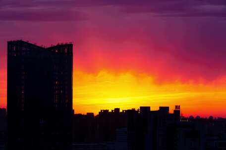 城市建筑都市日出日落朝阳晚霞夕阳黄昏