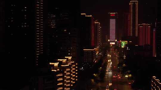 武汉武昌中南路灯光夜景航拍