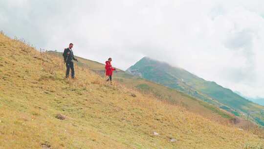 丘陵，乡村，步行杆，丘陵