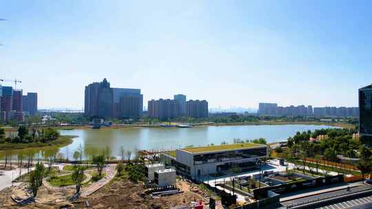 杭州钱塘新区金沙湖风景视频素材