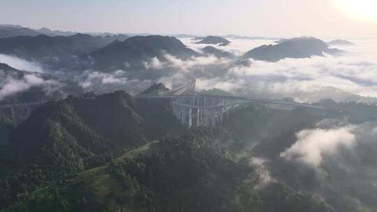 湘西吉首市青山平流雾清晨