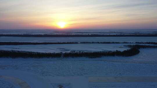 冬季 试车场 冰雪 日出