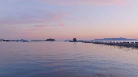 4K航拍青岛夕阳海景