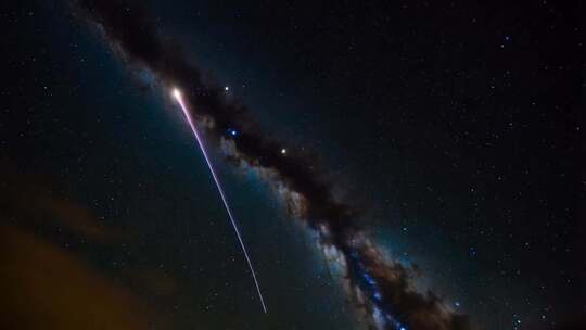 夜空流星划过银河系景象