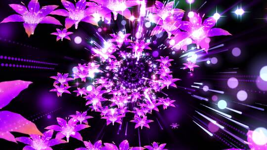 紫色浪漫唯美百合花粒子背景