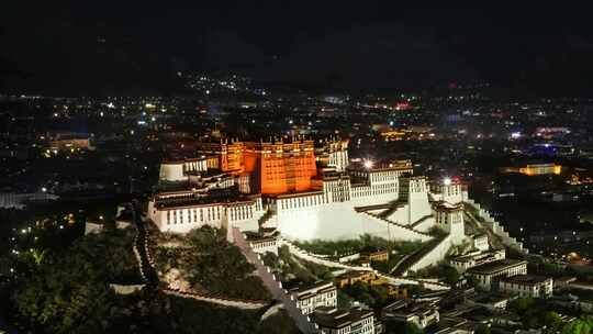 西藏拉萨夜景 布达拉宫夜景