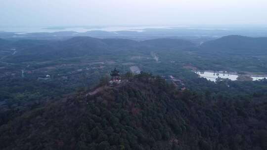 武汉龙泉山风景区远眺亭航拍