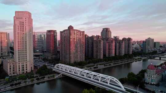 天津海河风景奥式风情区城市建筑风光航拍