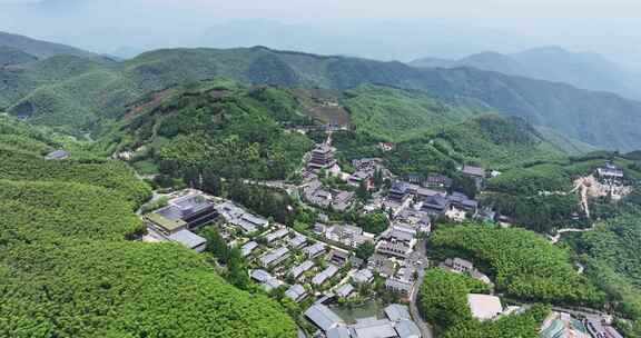 中国浙江杭州径山寺天下径山竹海航拍