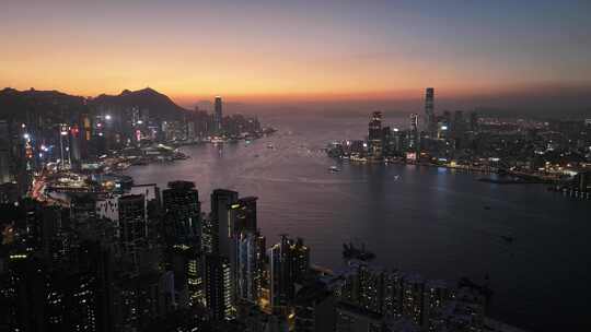 繁华香港夜景航拍