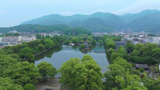 航拍浙江省台州市临海市东湖台州府城风景区