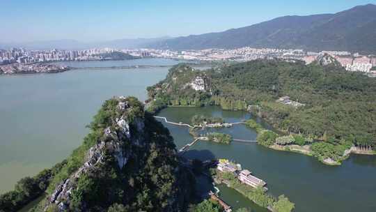 广东肇庆星湖景区七星山5A景区航拍