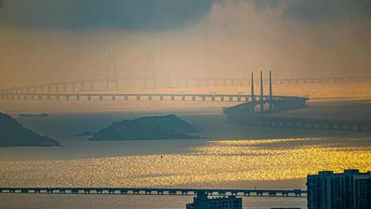 大湾区港珠澳大桥日出延时