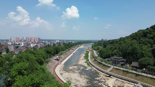 航拍湖北南漳县城市建设