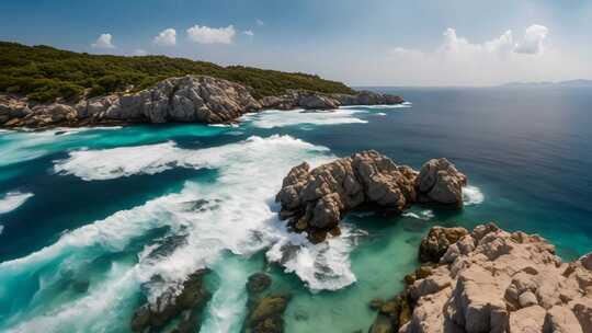 海边礁石与海浪风景