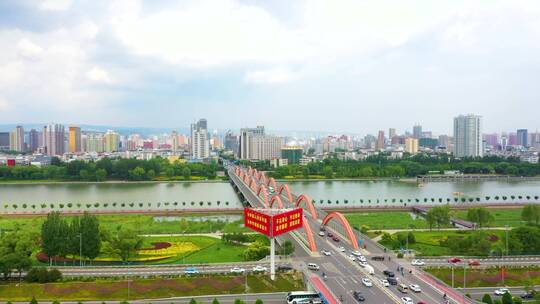 山西省太原市漪汾桥航拍摄影4K