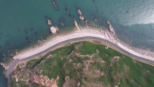 大海海浪沙滩礁石烟台长岛航拍