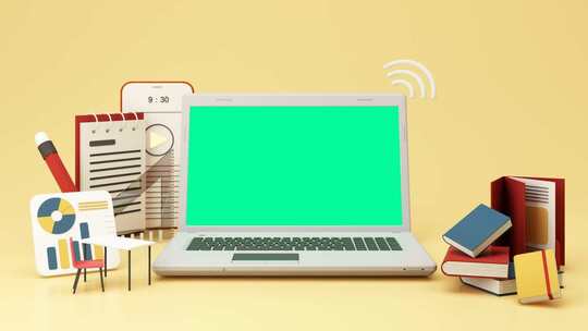 智能化办公带有绿幕的电脑