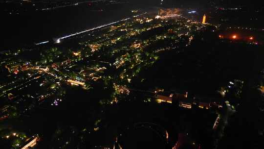 航拍城市夜景灯光璀璨的繁华景象乌镇夜景