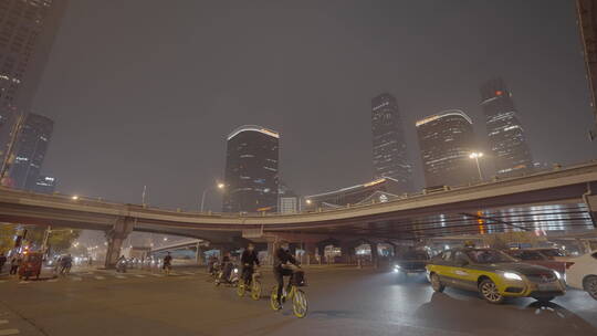 北京国贸夜景 夜景车流