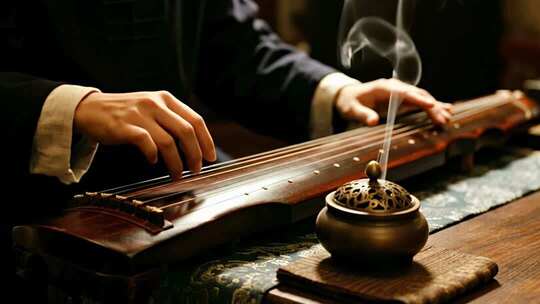 古琴演奏风传统乐器视频