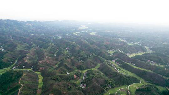 航拍湖南衡东鸡公岩自然风光风力发电机