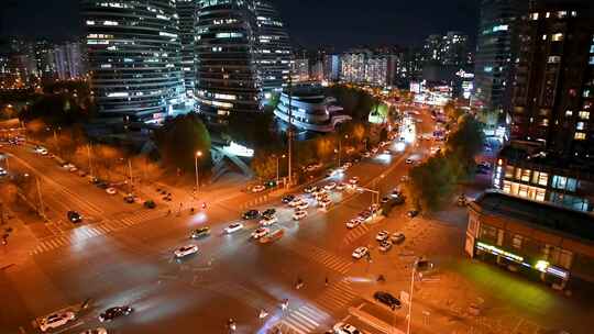 北京望京SOHO夜景灯光车流