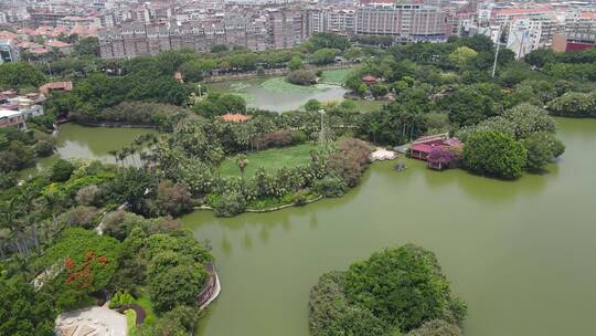 福建泉州西湖公园航拍