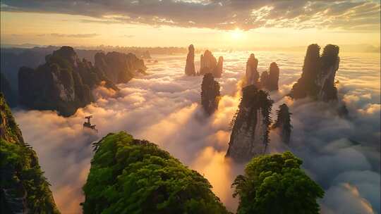 湖南张家界日出云海武陵源张家界ai素材原