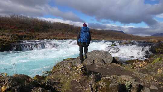 人，Bruarfoss，瀑布，冰岛