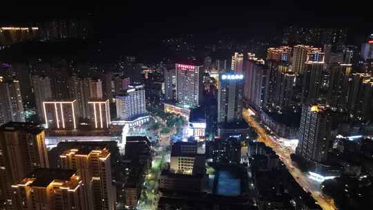 福建三明新城城市夜景灯光航拍