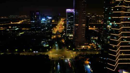 杭州萧山区钱江世纪城新世界丽晶国际夜景延