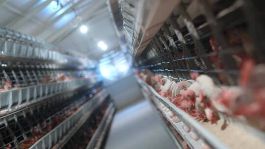 在工厂养鸡养鸡场智能养鸡场肉鸡视频素材模板下载