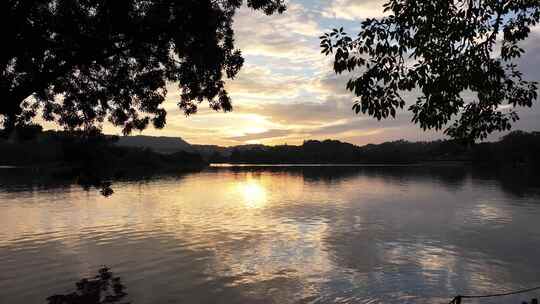 惠州惠城区傍晚夕阳航拍视频素材模板下载