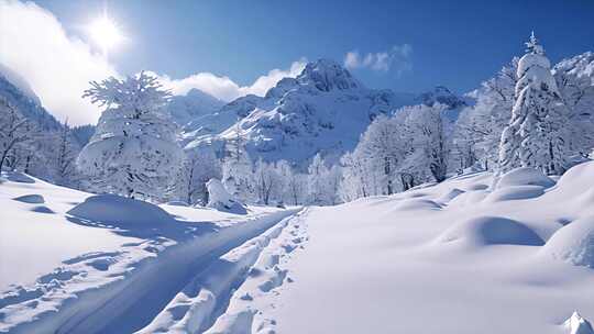 日出雪山山峰山脉云海唯美雪景风景风光ai