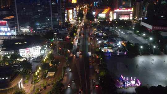 广州天河区交通夜景车流天河路