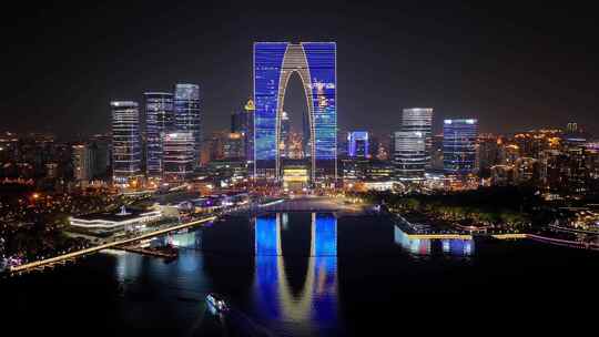 合集-苏州金鸡湖夜景航拍