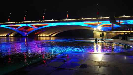 桂林解放桥夜景风光视频素材模板下载