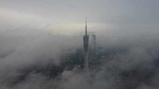 广州市区繁华城市风光航拍