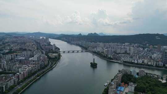 航拍广东韶关大景韶关城市建设