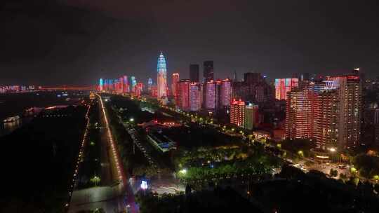 湖北武汉黄浦大街立交桥夜晚夜景航拍车流