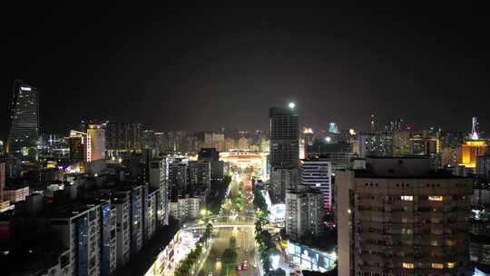 航拍广东珠海城市风光夜景