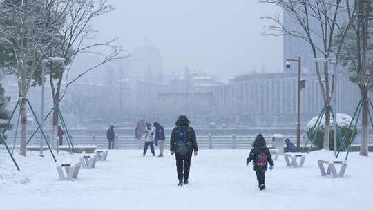 武汉江汉区菱角湖公园雪景