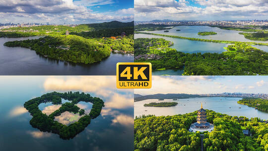 【4K60】杭州西湖全景航拍延时