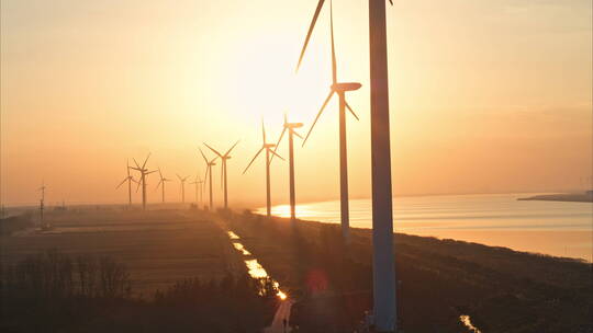4K上海崇明风力太阳能发电素材
