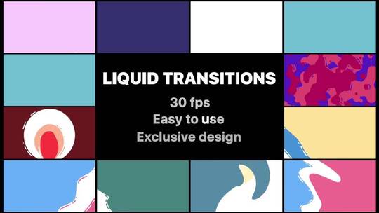时尚动感彩色FlashFX液体转换动画展示AE模板